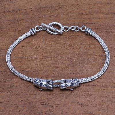 Alternate image for Tiger-Themed Sterling Silver Pendant Bracelet from Bali Spiritual Tiger