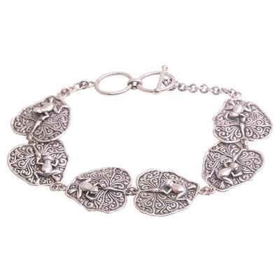 Alternate image for Sterling Silver Link Bracelet with Frogs Lily Pad Frogs