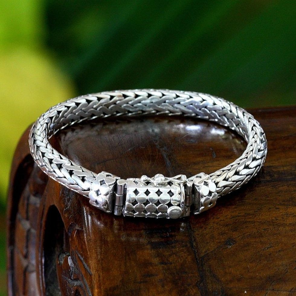 Men's Sterling Silver Chain Bracelet 'Dragon'