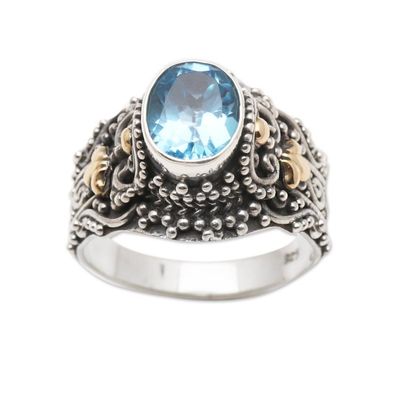 Alternate image for Gold Accented Blue Topaz Cocktail Ring Highland Lake