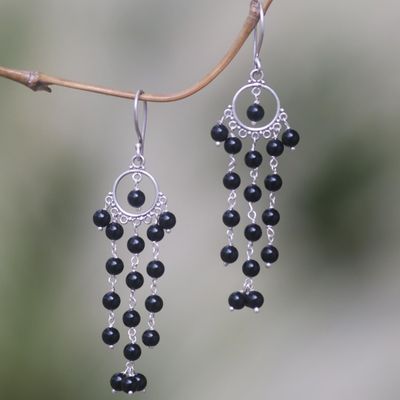 Alternate image for Artisan Crafted Onyx and Sterling Silver Chandelier Earrings Dangling Hopes