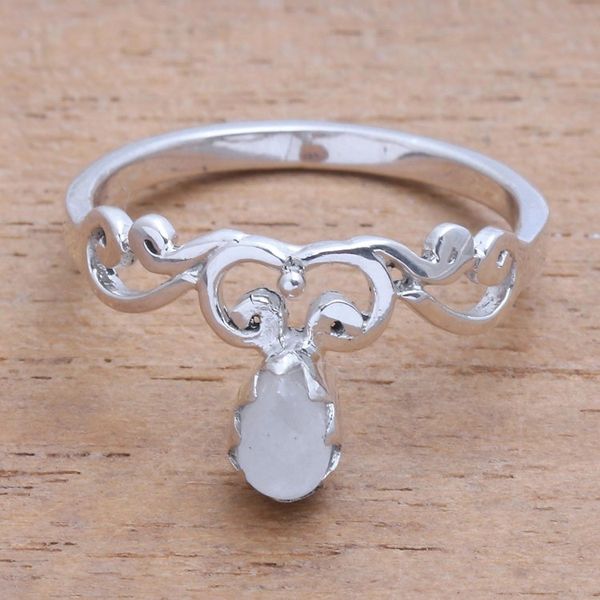 Alternate image for Spiral Motif Moonstone Band Ring from Bali Lovely Vines