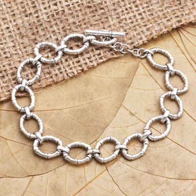 Alternate image for Artisan Crafted Sterling Silver Link Bracelet Bamboo Intrigue