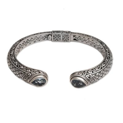 Alternate image for Blue Topaz and Sterling Silver Cuff Bracelet from Indonesia Blue Topaz Tears