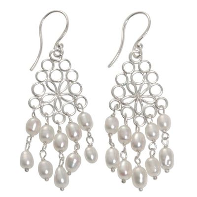Alternate image for Cultured Pearl Chandelier Earrings Made in Indonesia Flower Nectar