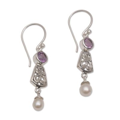 Alternate image for Hook Earrings with Amethyst and Cultured Pearl Gracious Offering
