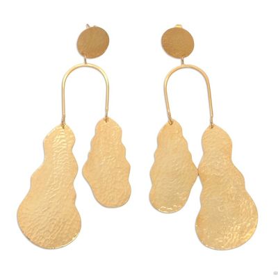 Alternate image for Artisan Crafted Gold-Plated Dangle Earrings Break the Silence
