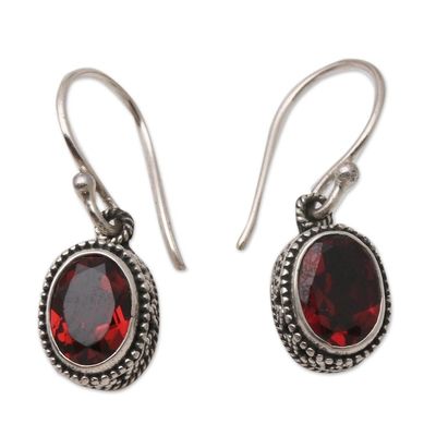 Alternate image for Handcrafted Sterling Silver and Garnet Dangle Earrings Soft Music in Red