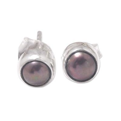 Alternate image for Petite Sterling Silver Stud Earrings with Cultured Pearls Petite Chic