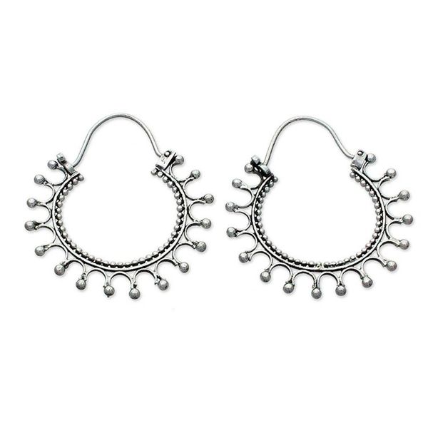 Alternate image for Sterling Silver Hoop Earrings Midnight Rapture