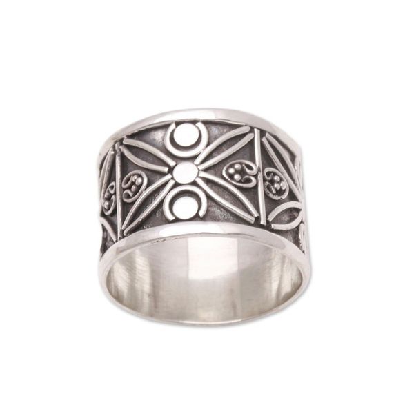 Alternate image for Patterned Sterling Silver Band Ring from Bali Encircled with Beauty