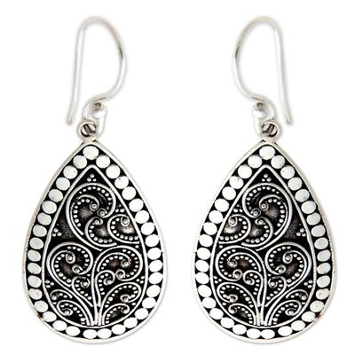 Alternate image for Balinese Style Sterling Silver Dangle Earrings Balinese Fern