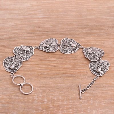 Alternate image for Sterling Silver Link Bracelet with Frogs Lily Pad Frogs