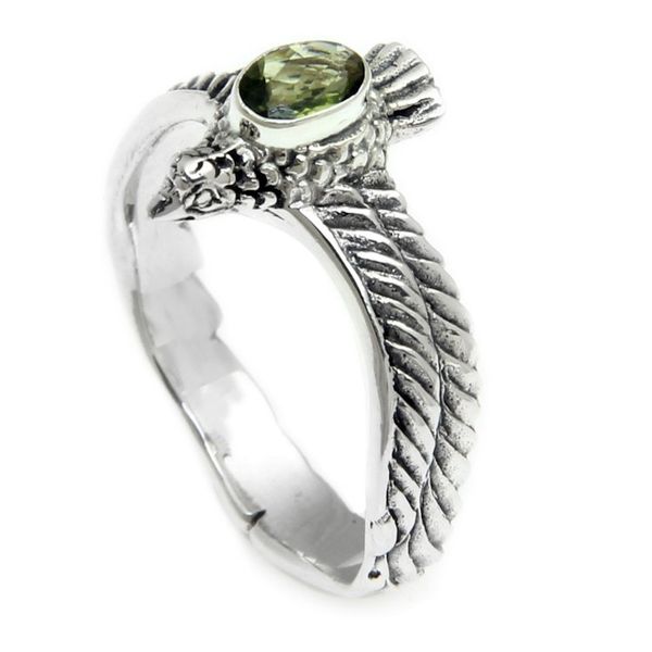 Alternate image for Mens Hand Crafted Peridot and Sterling Silver Ring Peace Messenger