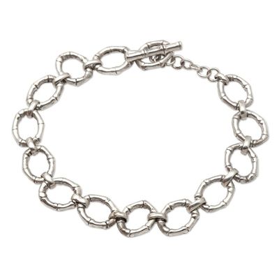 Alternate image for Artisan Crafted Sterling Silver Link Bracelet Bamboo Intrigue