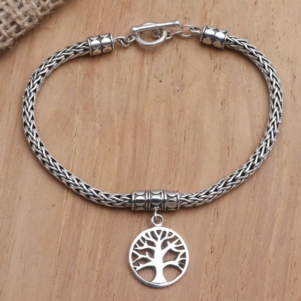 Alternate image for Hand Crafted Sterling Silver Charm Bracelet from Bali Tall Tree in Silver