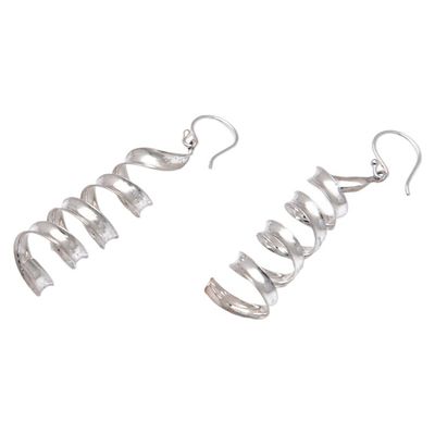 Alternate image for High Polished Serpentine Sterling Silver Dangle Earrings Flowing Goddess