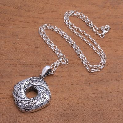 Alternate image for Songket Pattern Sterling Silver Pendant Necklace from Bali Gallant Songket