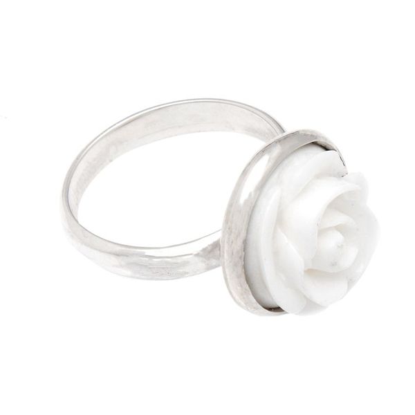 Alternate image for Minimalist Rose-Themed Sterling Silver Cocktail Ring Gentle Rose