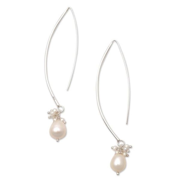 Alternate image for Cultured Pearl Cluster Dangle Earrings from Bali Glowing Fruit