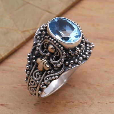 Alternate image for Gold Accented Blue Topaz Cocktail Ring Highland Lake