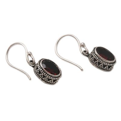 Alternate image for Handcrafted Sterling Silver and Garnet Dangle Earrings Soft Music in Red