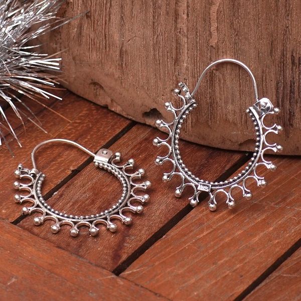 Alternate image for Sterling Silver Hoop Earrings Midnight Rapture