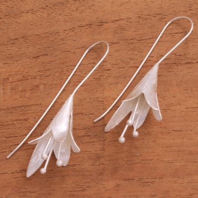 Alternate image for Floral Sterling Silver Drop Earrings from Bali Light Blossom
