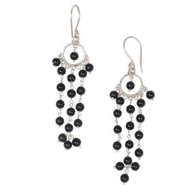 Alternate image for Artisan Crafted Onyx and Sterling Silver Chandelier Earrings Dangling Hopes