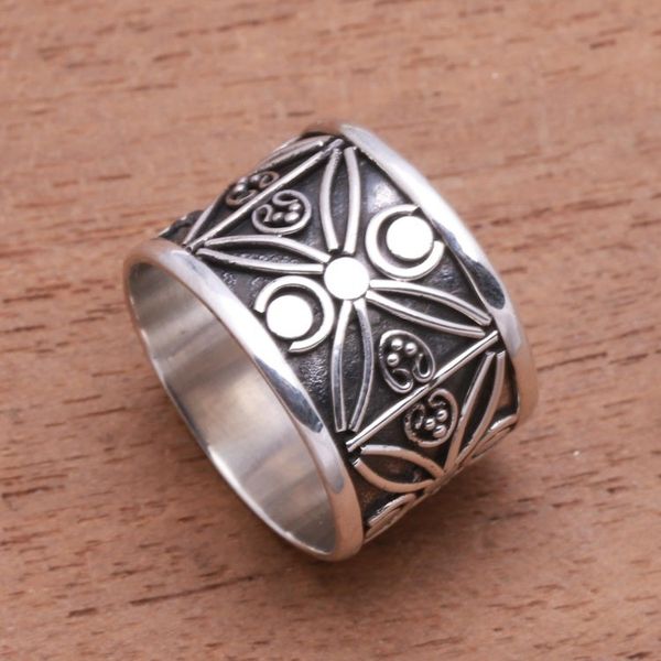 Alternate image for Patterned Sterling Silver Band Ring from Bali Encircled with Beauty