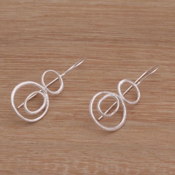 Alternate image for Contemporary Sterling Silver Drop Earrings from Bali Unconventional