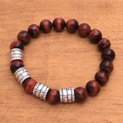 Alternate image for Mens Tigers Eye Beaded Stretch Bracelet from Bali Sunrise Bark