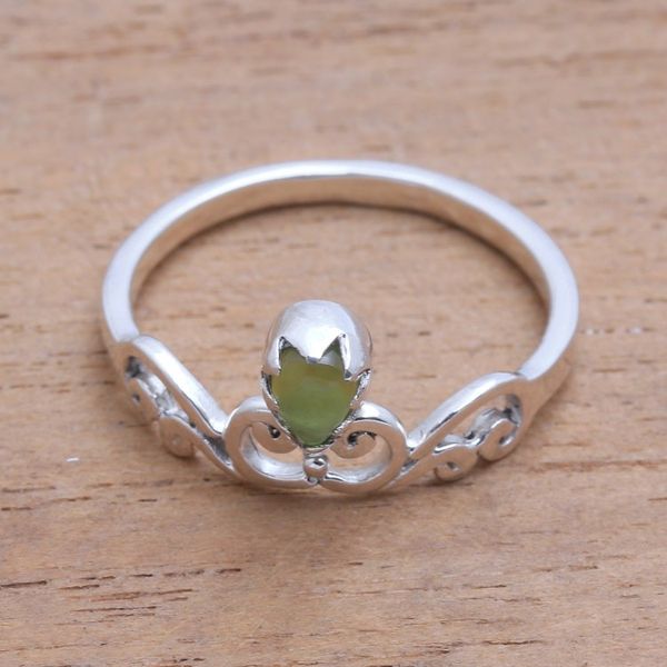 Alternate image for Spiral Motif Peridot Band Ring from Bali Lovely Vines