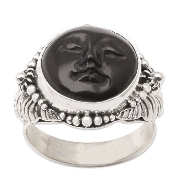 Alternate image for Hand Crafted Ebony Wood and Silver Cocktail Ring Amun Ra