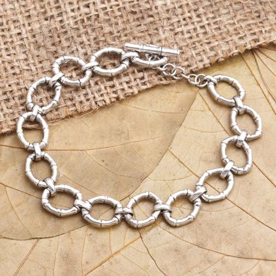 Alternate image for Artisan Crafted Sterling Silver Link Bracelet Bamboo Intrigue