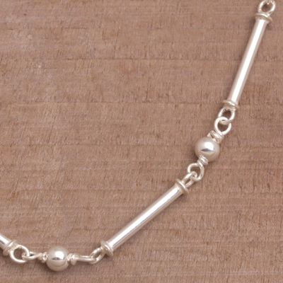 Alternate image for High-Polish 925 Sterling Silver Link Necklace from Bali Luminous Rods