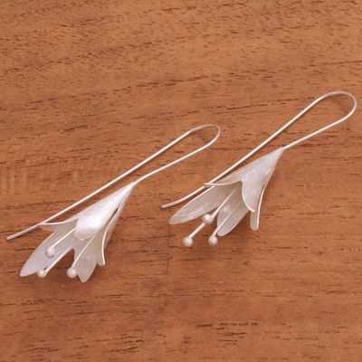 Alternate image for Floral Sterling Silver Drop Earrings from Bali Light Blossom