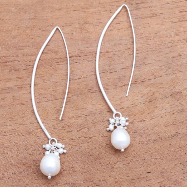 Alternate image for Cultured Pearl Cluster Dangle Earrings from Bali Glowing Fruit