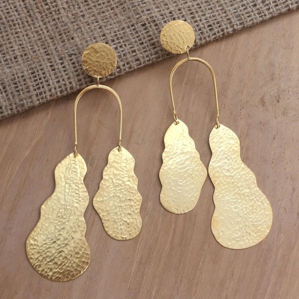 Alternate image for Artisan Crafted Gold-Plated Dangle Earrings Break the Silence