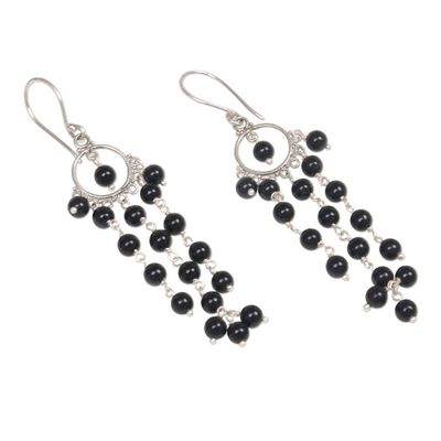 Alternate image for Artisan Crafted Onyx and Sterling Silver Chandelier Earrings Dangling Hopes