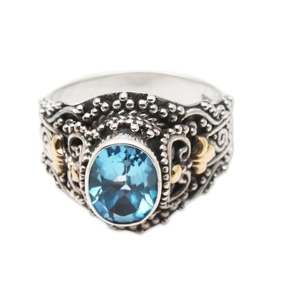 Alternate image for Gold Accented Blue Topaz Cocktail Ring Highland Lake