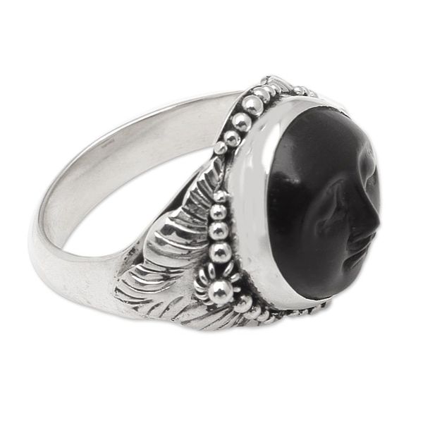 Alternate image for Hand Crafted Ebony Wood and Silver Cocktail Ring Amun Ra