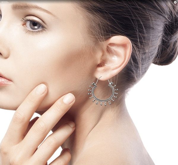 Alternate image for Sterling Silver Hoop Earrings Midnight Rapture