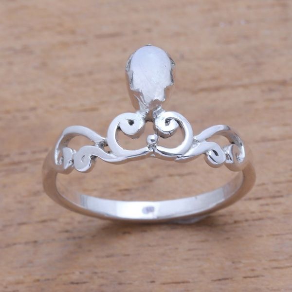 Alternate image for Spiral Motif Moonstone Band Ring from Bali Lovely Vines