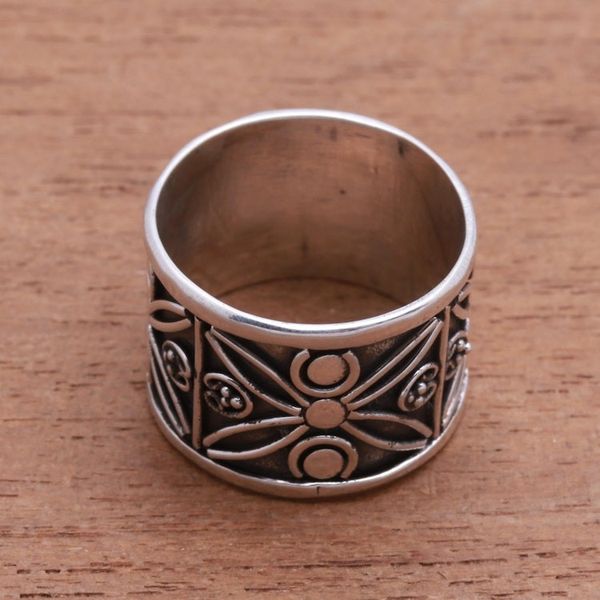Alternate image for Patterned Sterling Silver Band Ring from Bali Encircled with Beauty
