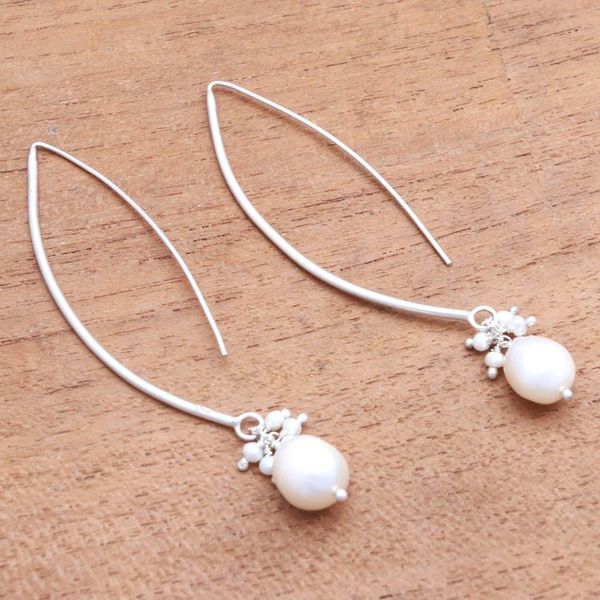 Alternate image for Cultured Pearl Cluster Dangle Earrings from Bali Glowing Fruit