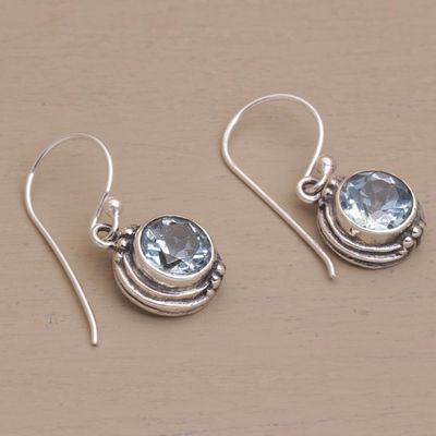 Alternate image for Three Carat Blue Topaz Dangle Earrings in Sterling Silver Cool Radiance