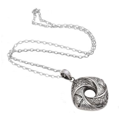 Alternate image for Songket Pattern Sterling Silver Pendant Necklace from Bali Gallant Songket