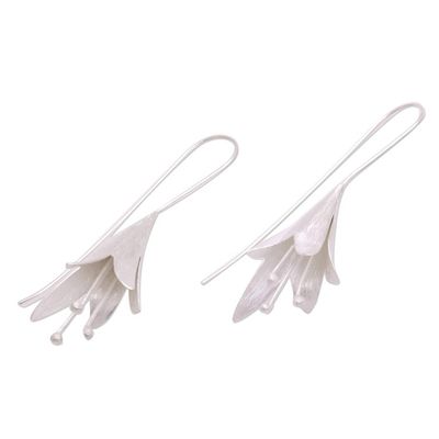 Alternate image for Floral Sterling Silver Drop Earrings from Bali Light Blossom