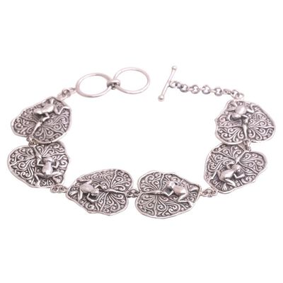 Alternate image for Sterling Silver Link Bracelet with Frogs Lily Pad Frogs